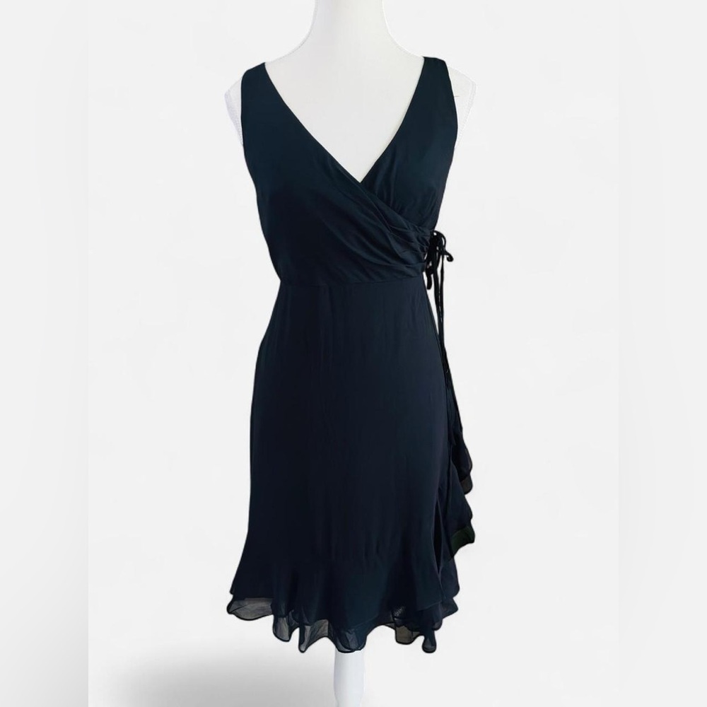 Donna Morgan Petites Black Silk Wrap Dress Size 4P